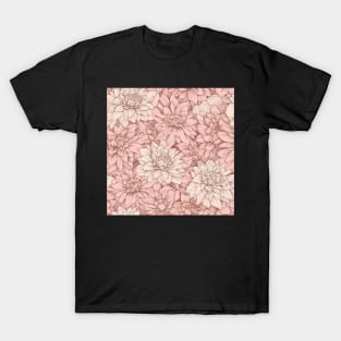 Dahlia Flower Pattern in Soft Pinks T-Shirt